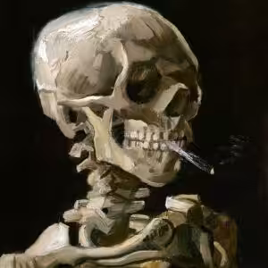 Skull with Burning Cigarette