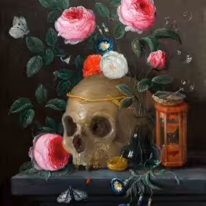 The skull with flowers