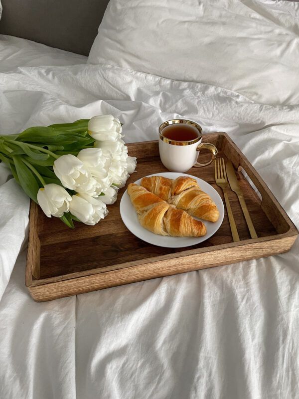 White flowers in bed