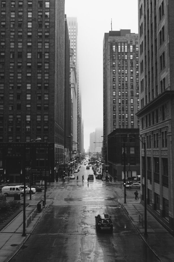 Black and white city